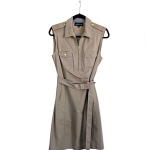 JONES NEW YORK Utility Safari Khaki Sleeveless Dress